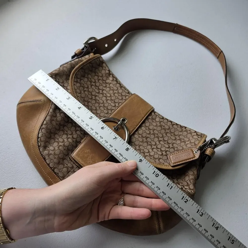Vintage Coach Signature Soho Bag 6808 Medium Brown Canvas CC Leather Shoulder